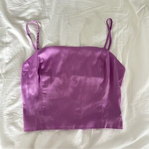 Aritzia Purple Satin Crop Top